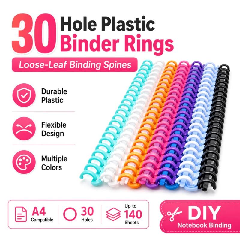10Pcs Loose Leaf Plastic Binder Combs 30 Holes Binding Rings For A4 Paper Loose-Leaf Binder Opening Plastic Ring