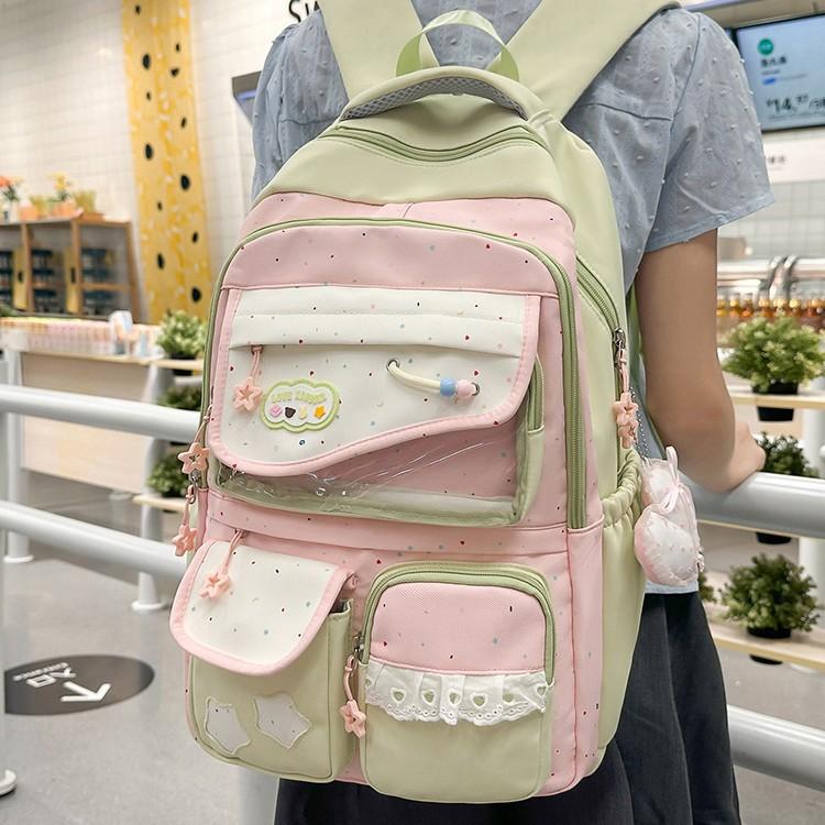 Schultasche frisch und süß hochwertiger Rucksack weiblich Dopamin Schmerz Tasche Mädchen Herz Rucksack Japanische Mittelstufe Oberschule Schüler Schultasche