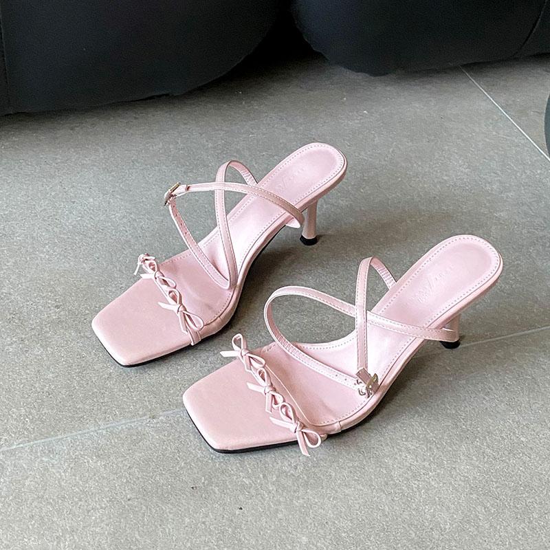 Fashion Fashion Butterfly-Knot Ladies High Heels Sandals Shoes Female Ankle Wrap Footwear Elegant Women Heeled Sandals Shoes Pumps
