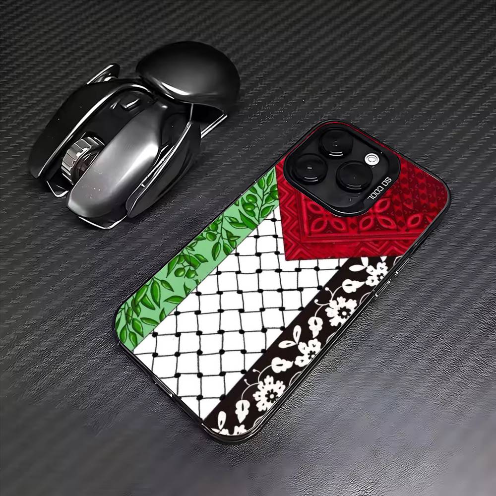 P-Palestine-S Hattah Keffiyeh Phone Case For iPhone17,16,15,14,13,12,11 Plus,Pro Max Colored Silver Plated Inside Cover
