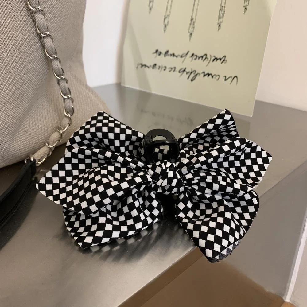 

Корейские ретро клетчатые заколки для волос с жемчужным бантом для женщин, большая заколка для волос, элегантная цветочная заколка, модные женские аксессуары для волос, заколки