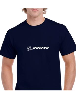 Boeing White Logo US Aviation Plane Jet 747 787 Geek Navy Blue Cotton T-Shirt
