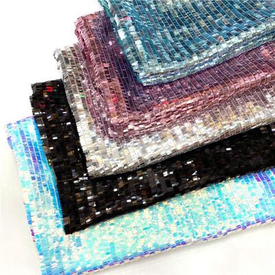 Wide 130cm 3x9mm Rectangle Sequins Mesh Fabric for Customization Evening Wedding Dress Women's Dresses, Evening Gowns Fabrics