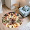 Two Rabbits pattern round rug,Carpet Rug for Living Room Bedroom Playroom ,Non-slip Floor Mat,Holiday Gifts and Birthday Gifts.