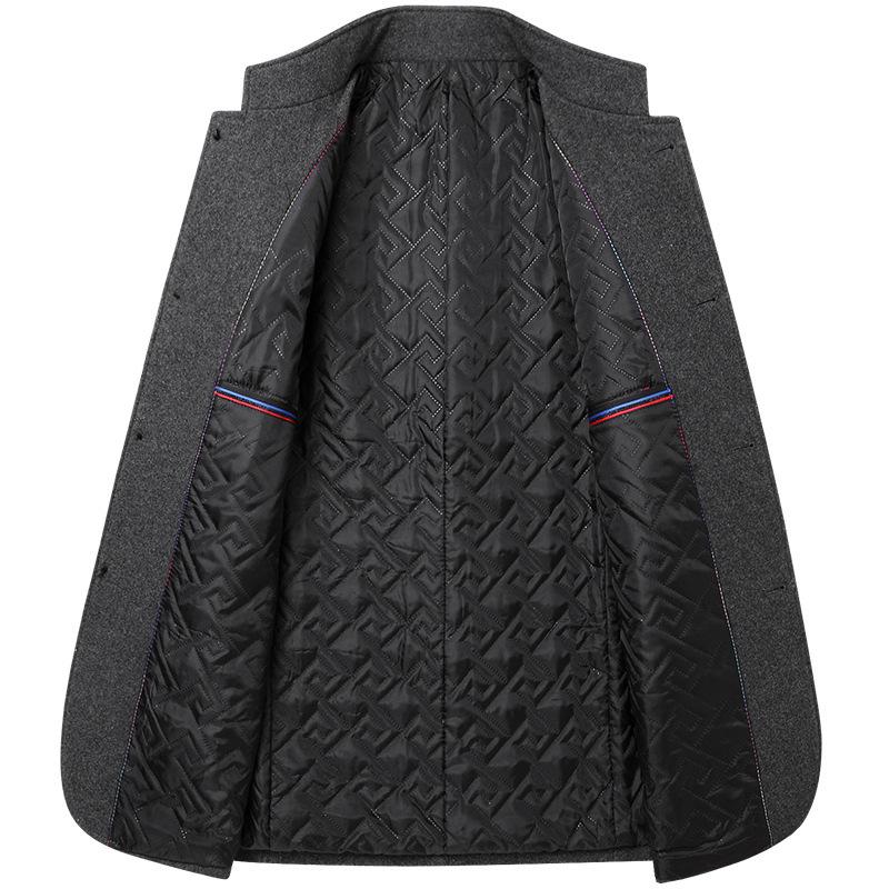 2026 Men's Wool Jacket Men's Mao suit Stand-up Collar Middle-aged Men's Autumn and Winter Dad's Wool Men's Jacket