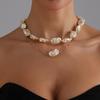 Fashion Baroque ins style special-shaped pearl necklace simple and noble double-layer stacked necklace