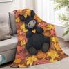 Cute Donkey Autumn Leaves Flannel Throw Blanket Soft Cozy Fleece for Home Office Sofa All Season Gift 150x200cm