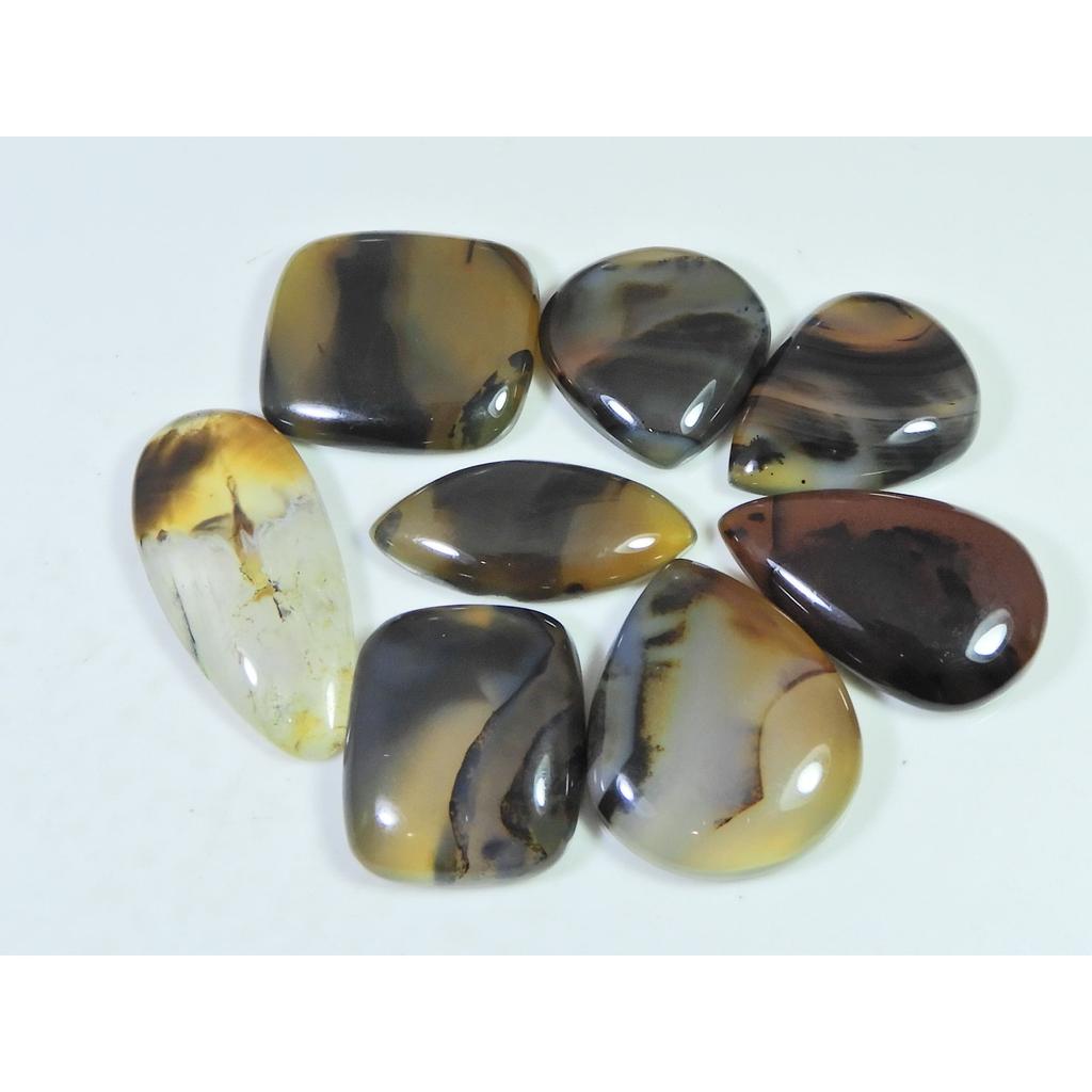 08Pcs Natural Montana Agate Mix Shape Cabochon Loose Gemstone 237Cts. Lot C-489