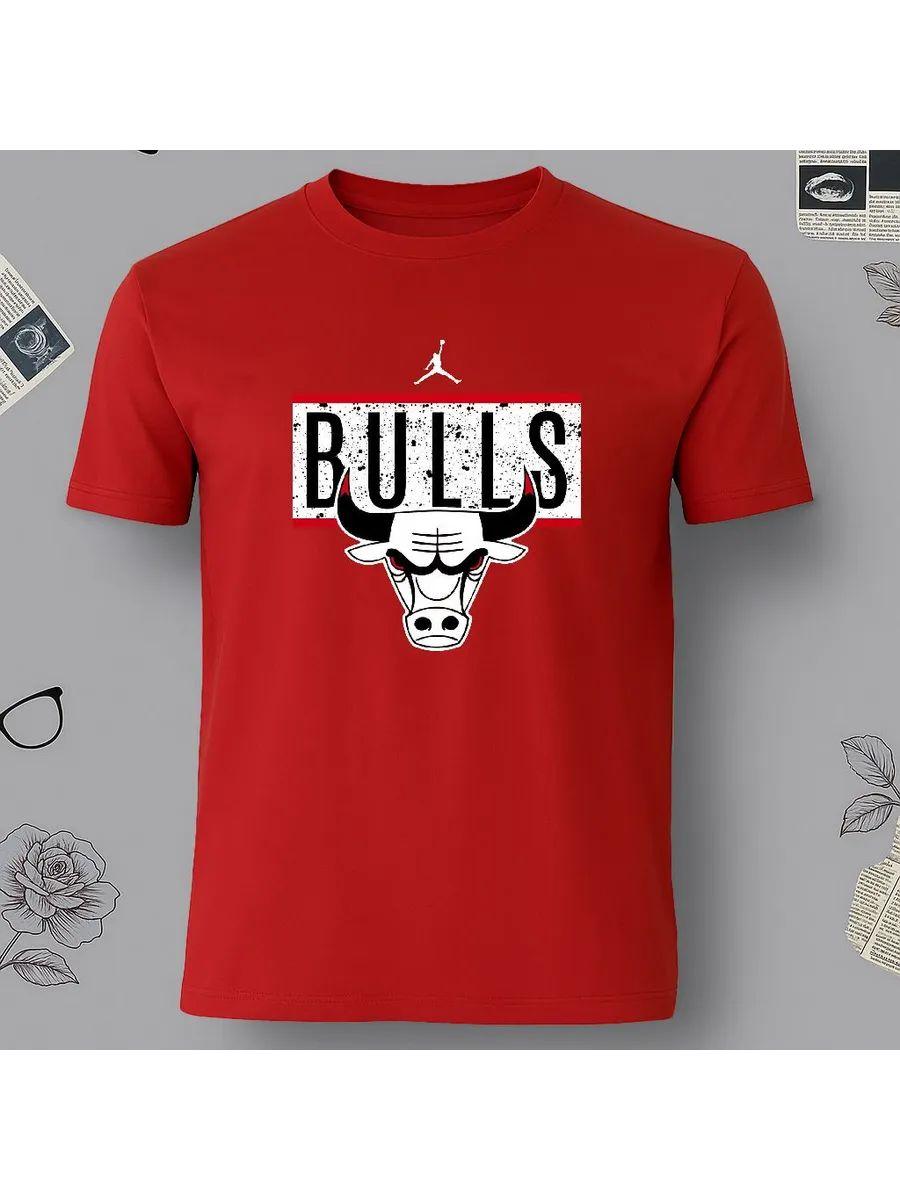 T-shirt with print bulls red basketball S