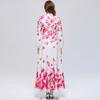 Elegant Gorgeous Flower Women Long Dress with Belt Stand Collar Lantern Sleeve Diamond Buttons 2026 Spring Summer Holiday Robes