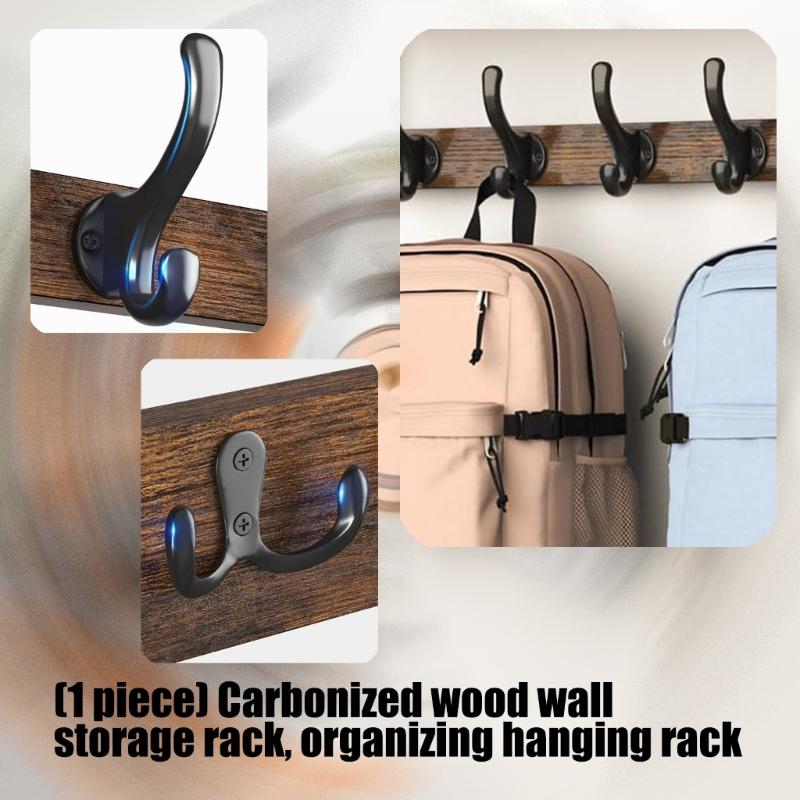 Modern Wooden Wall Mounted Storage Rack With Sturdy Metal Frame For Living Room Bedroom Office Decors