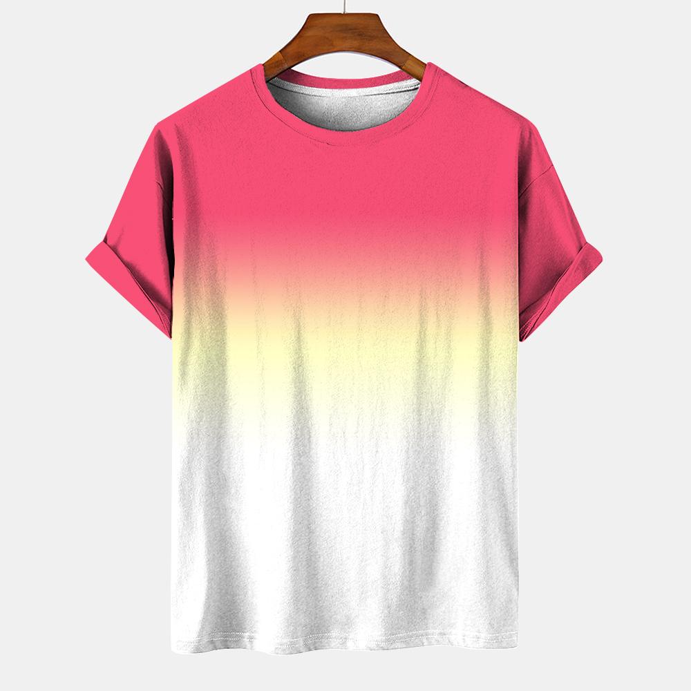 Einfache männer T-shirt Farbverlauf Druck Neue Straße Kurzarm Lose Übergroßen Hemd Alltag Casual Top Oansatz männer Kleidung