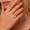 Stainless Steel Geometric Open Ring with Freshwater Pearl - Fashionable and Versatile Design