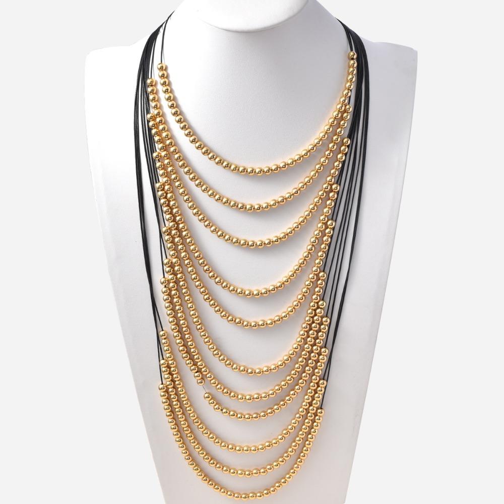 Boho Beaded Waterfall Necklace Layered Multilayer Imitation Pearl Necklace  Wedding Jewelry