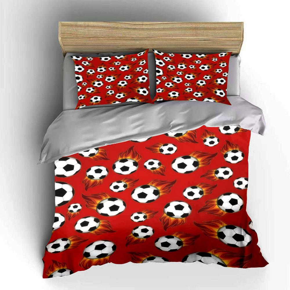 Soccer Themed Three-Piece Set Soft Comfortable Duvet Cover Bedding Set Included 1*Duvet Cover & 2*Pillowcases, Gift