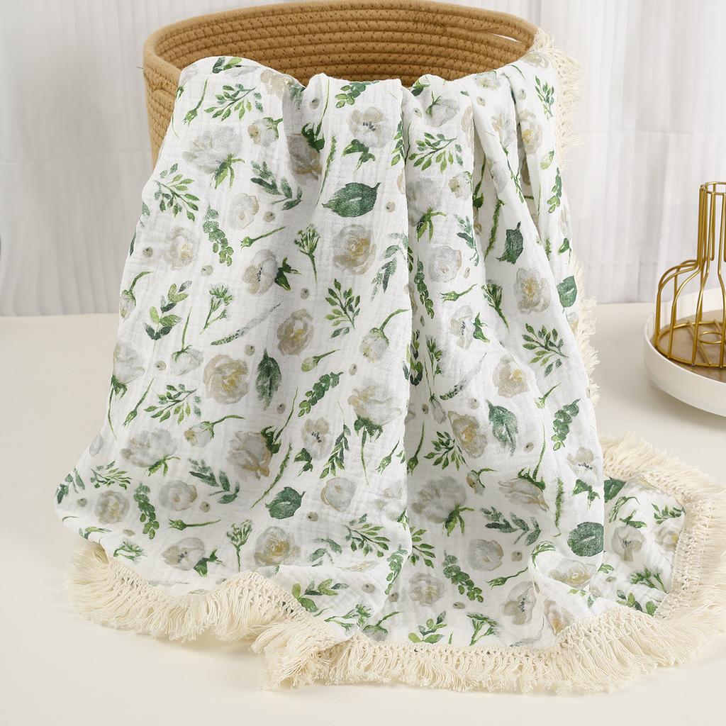 Muslin Baby Swaddle Blanket Cotton Tassel Receiving Blanket for Newborn Baby Items Bedding Swaddle Wrap Babies Stroller Cover