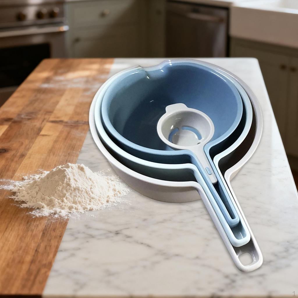 Mixing Bowls Set Nesting Bowl with Handle Pour Spout Colander Vegetable Washing Basket for