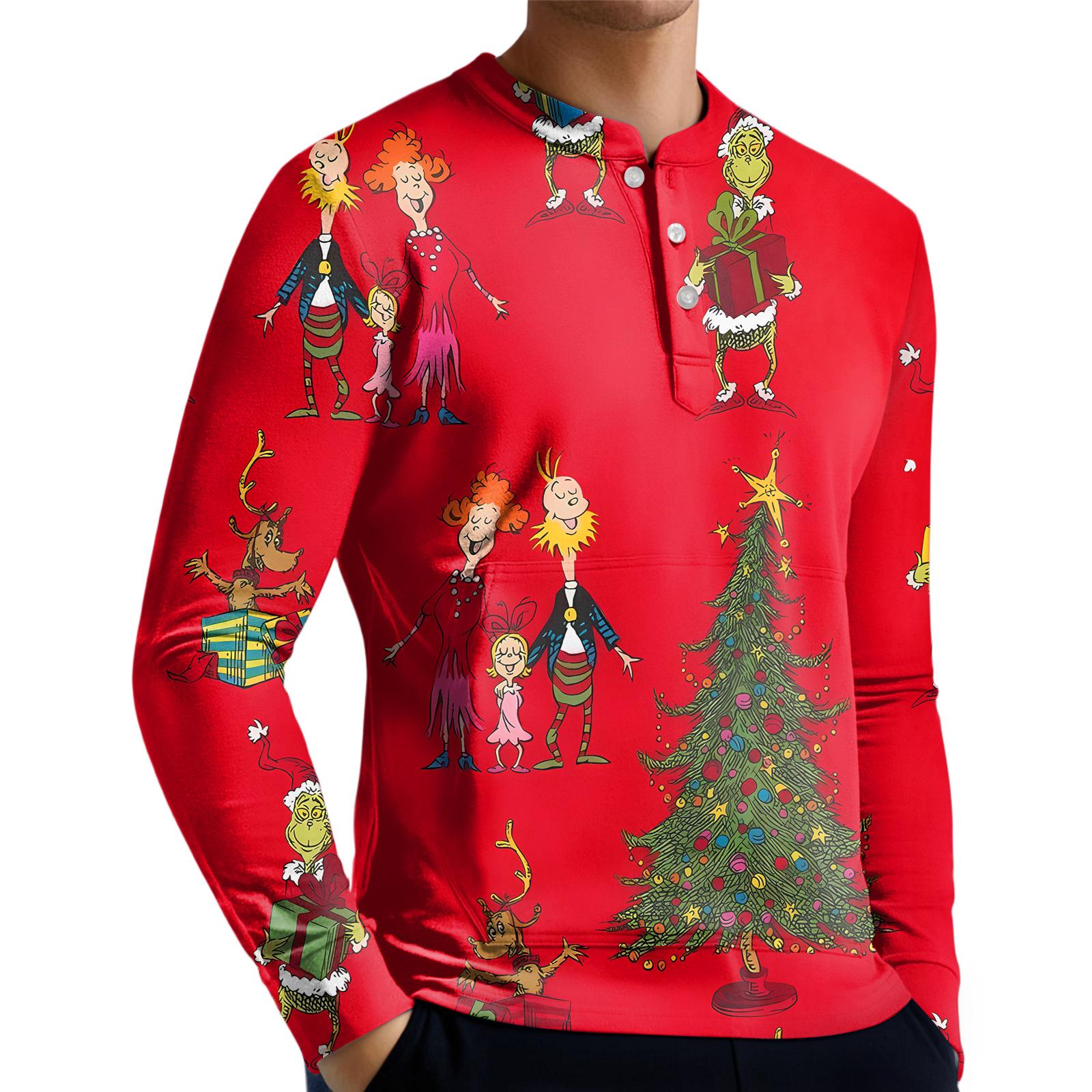 

Мужской повседневный свитшот на пуговицах, модная футболка с длинным рукавом с принтом, пуловер XXXL