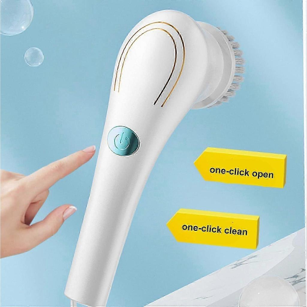 Electric Scrubber for Cleaning, Handheld Cordless Electric Cleaning Brush with 5 Replaceable Heads for Bathtub, Kitchen, Bathroom, Floor, Dish, Car, S