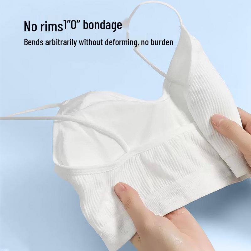 Portable Seamless Ice Silk Disposable Bra - Antibacterial, Wash-Free, White Bandeau for Outdoor Travel