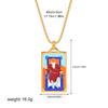New Design Colorful Enamel Tarot Cards Pendant Necklaces  18K Gold Plated Sun Star Moon Box Chain Choker Jewelry for Women