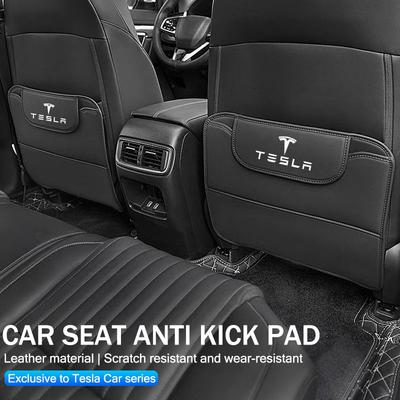 Car Seat Back Anti Kick Protectors Cover Mats Leather Seatback Pad For Model 3 2017-2023 Model Y Bonina Roadster Juguete
