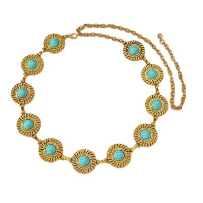 European Bohemian Gold-Turquoise Waist Chain with Customizable Design