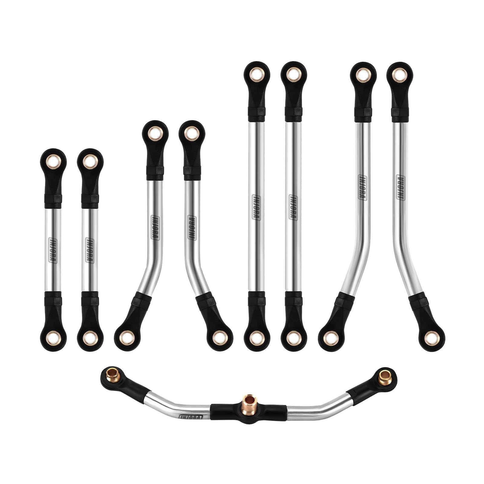 

INJORA Stainless Steel High Clearance Chassis Link and Steering Link Set TRX4M Defender Bronco Upgrade for RC Crawler 1/18 срібний