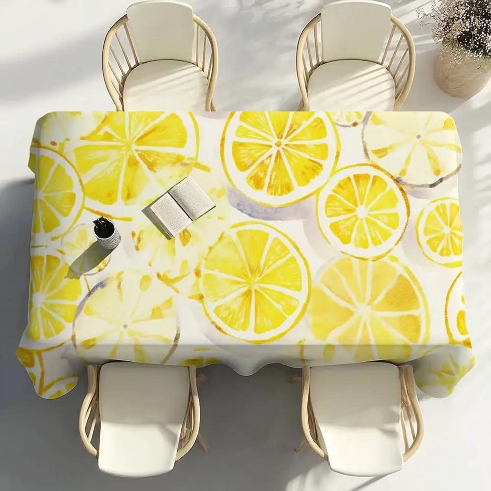 Tovaglia Limone Estiva Impermeabile Poliestere Coperta da Picnic Copritavolo da Campeggio Rettangolare Estetico Decorazione Tavolo da Cucina/Pranzo