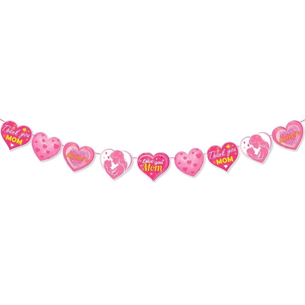 Happy Mother's Day Hanging Swirls Hearts Pattern Desktop Ornament Holiday Banner  Party DIY Decor