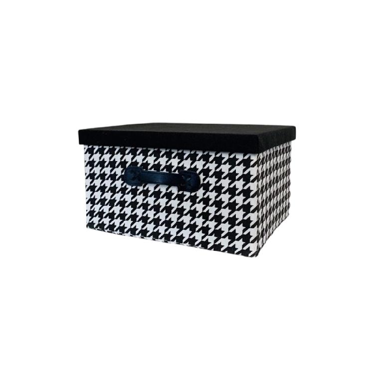 Stylish Houndstooth Pattern Foldable Storage Container Fabric Foldable Box for Space Organization In Vehicle Homes S чёрный 1570₽
