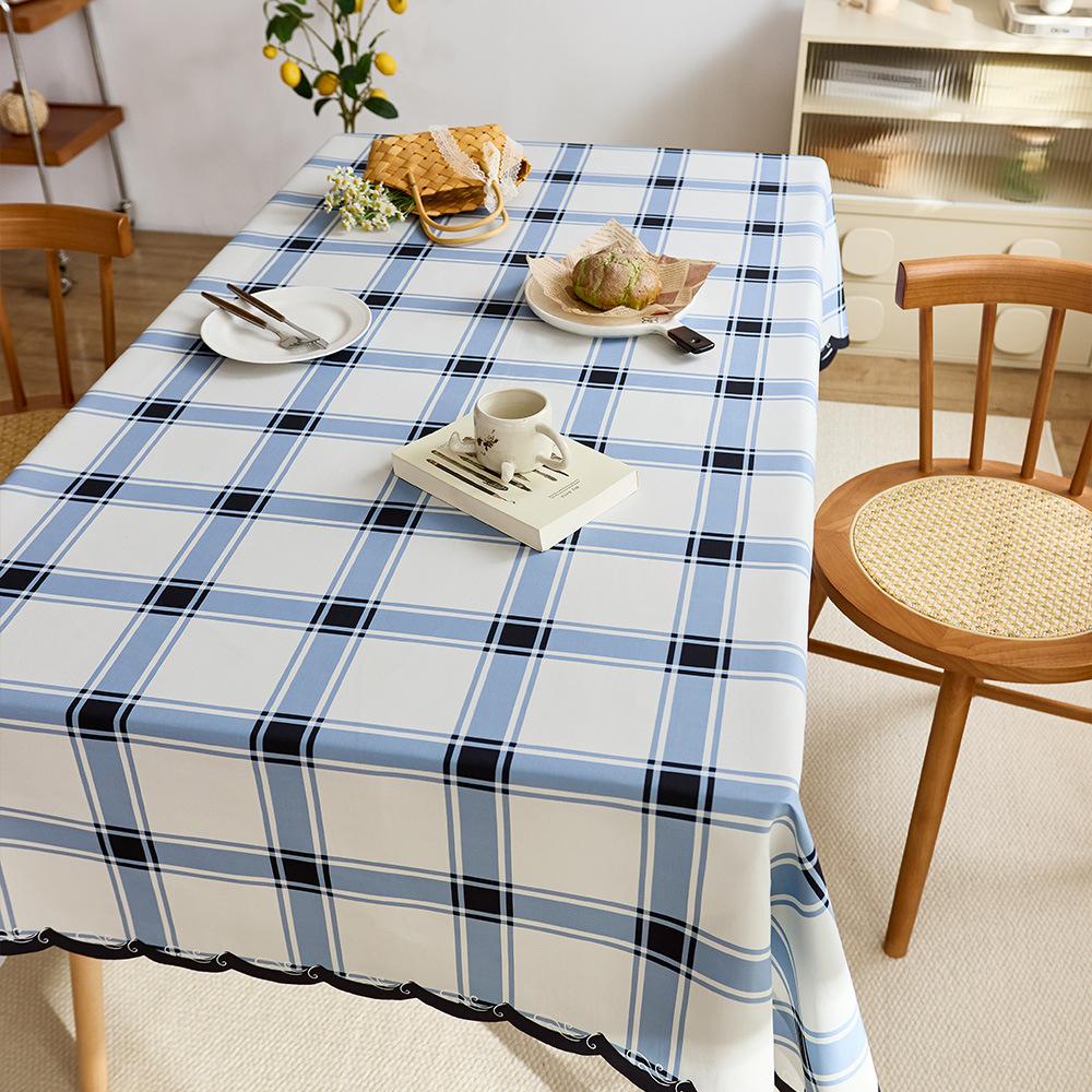 Plaid Series Dining Table Cloth Washable Waterproof Dining Table Mat Simple Special-Shaped Tablecloth Dustproof Coffee Table Cloth Covering Cloth