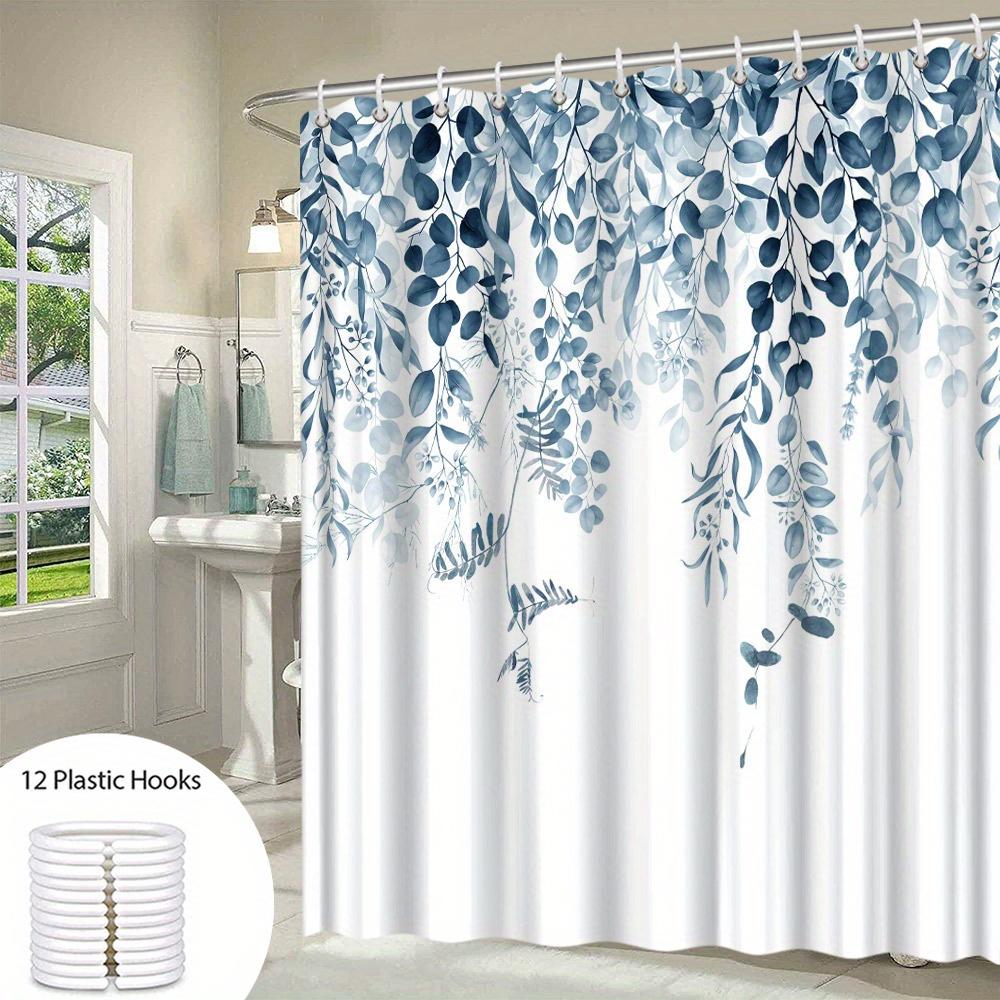 Elegant Blue & White Wisteria Shower Curtain - Watercolor Design,Delicate Leaves, Stylish Bathroom Decor, All-Season
