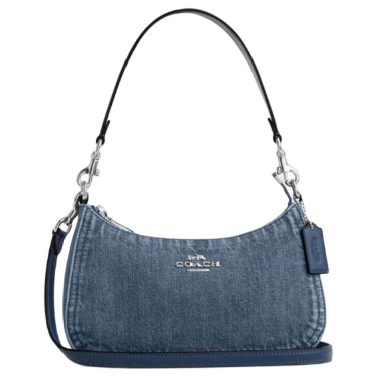 

Coach Teri 25 Silver Chain Letter Logo Fabric Shoulder Bag Medium Women Shoulder Bag Blue CAK35-SVIN Basic Set (Bag+Dust Bag)