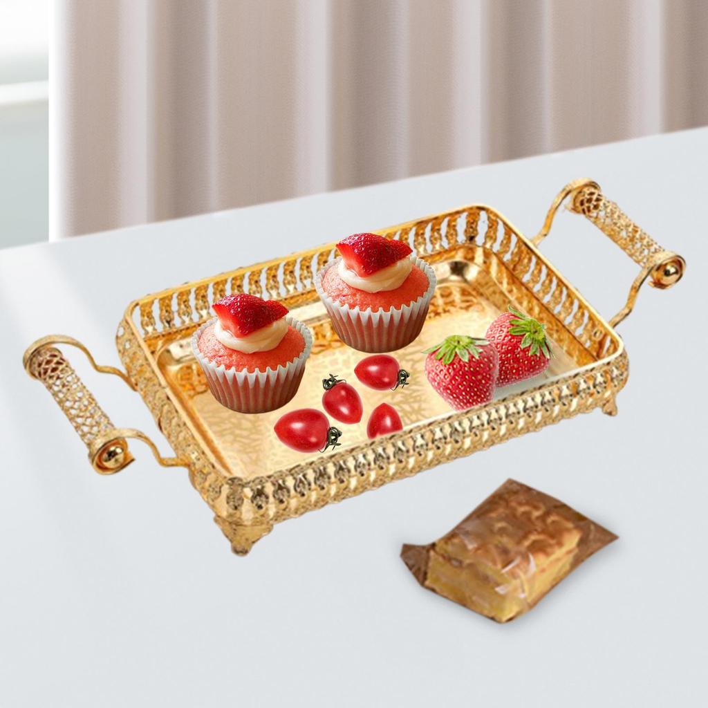 Turkish Coffee Tea Serving Tray Cosmetic 45x20cm Portable with Double Handle for Birthday New Year Celebrations Events Wedding