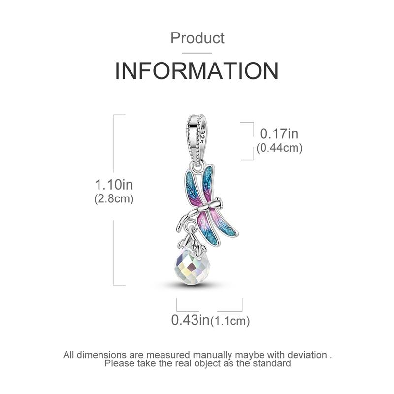 Charms Copper Dreamy Colorful Dragonfly Crystal Pendants Fit Charms Plata Original Bracelet Beads Women Jewellery Making
