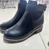 New Plus-size Women's Platform Boots for Autumn and Winter with Belt Buckles Decorated with Round Toe Booties