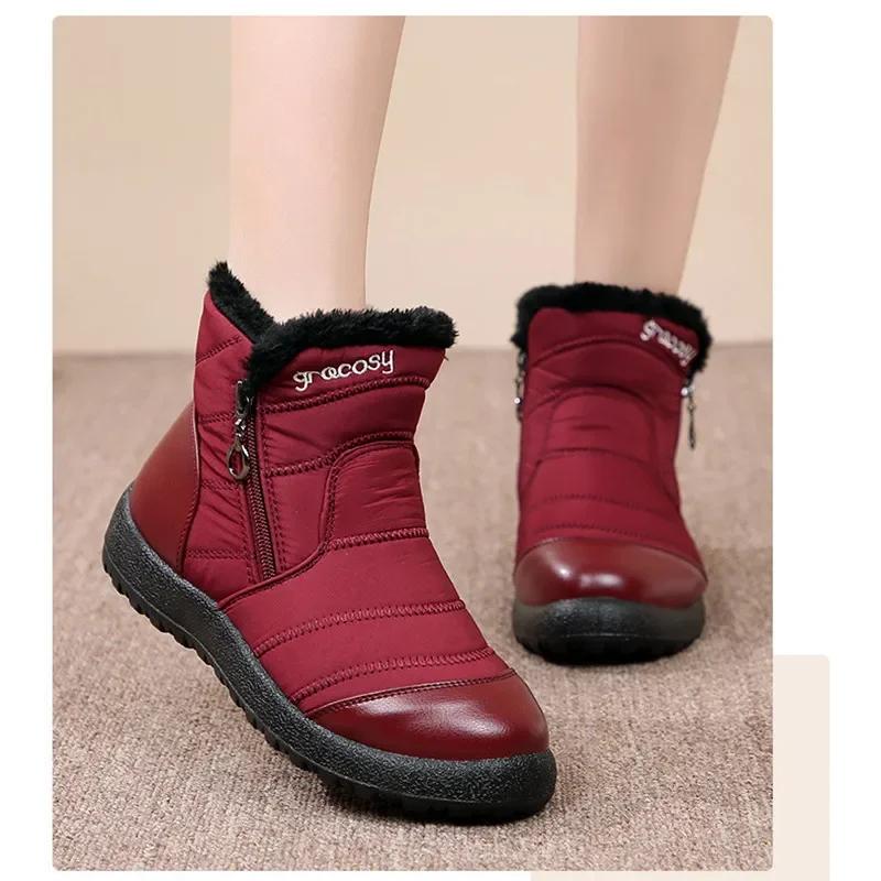 Designer Warm Waterproof Non-slip Ankle Boots Women Plush Cozy Light Flat Platform Boots Luxury Winter Snow Boots Botas Mujer