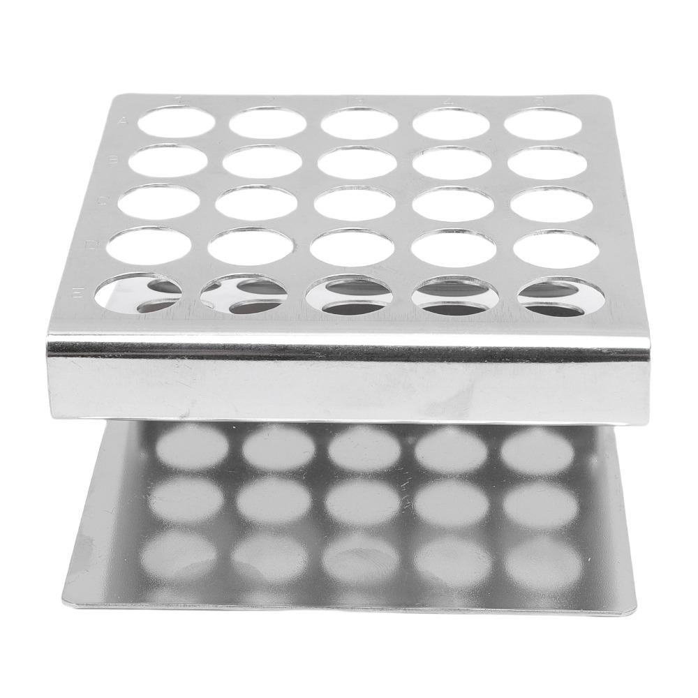 25 Holes 15/17mm Silver Stainless Steel Test Tube Rack 15ml Centrifuge Tube Rack  Sample Storage