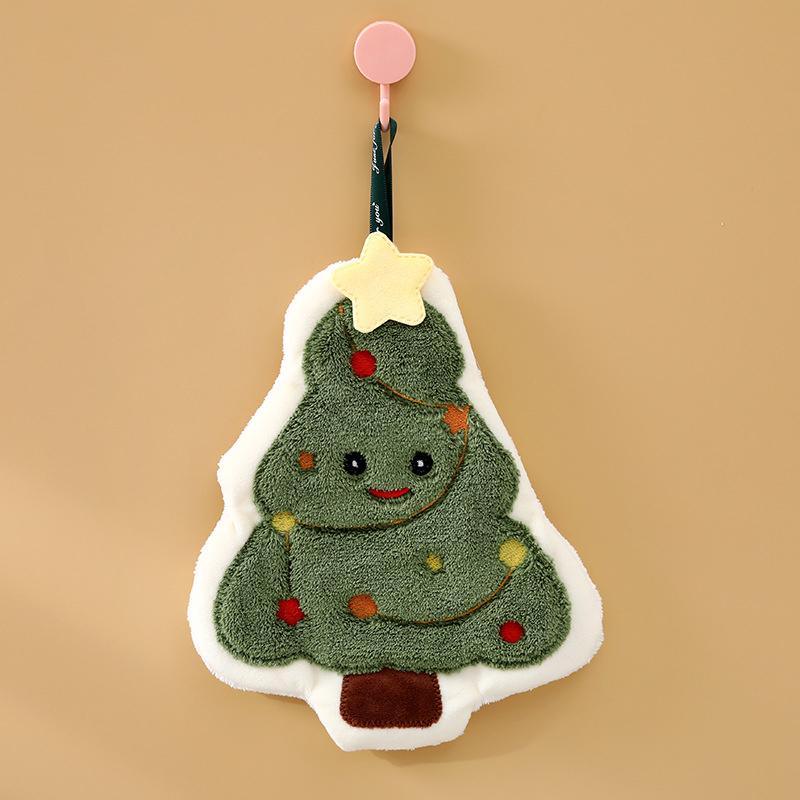 1PC Hand Towel Multi Element Christmas Creative Embroidery Thickened Hanging Cartoon Small Towel Household Coral Fleece Cute