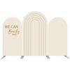 LS Custom 2-Sided Beige Stripes We Can Bearly Wait Baby Shower Birthday Party Covers Chiara Arch Background Decor Backdrop
