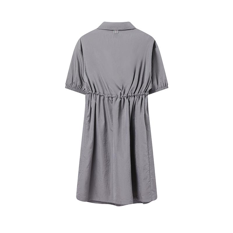 FILA Heritage Vintage Sports Versatile Comfortable Short Sleeve Dress Women dresses Cloudy-Gray F11W628320FDY