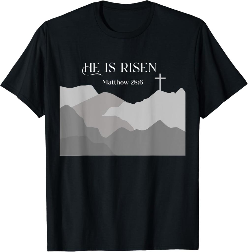 Easter Cross He Is Risen Christian Inspiration Graphic T-Shirt
