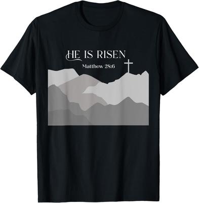 Easter Cross He Is Risen Christian Inspiration Graphic T-Shirt