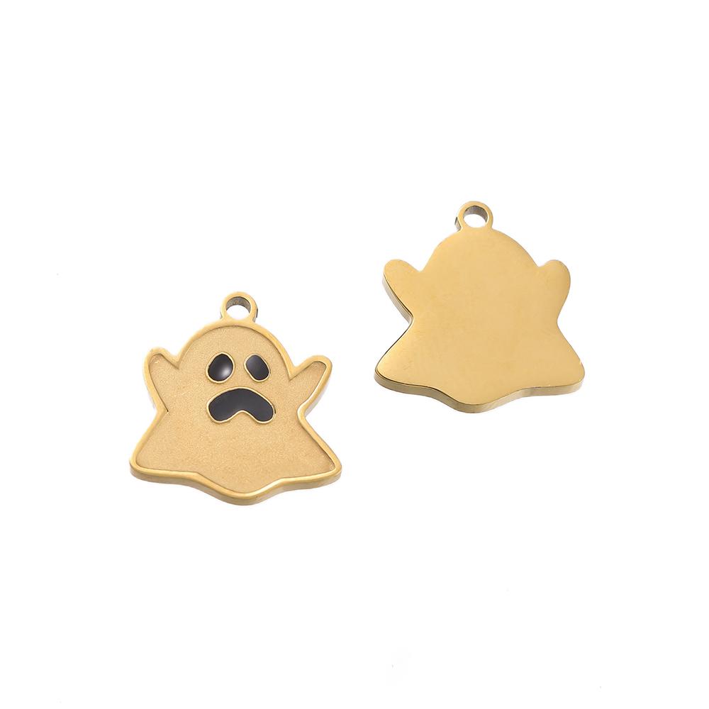 1pcs Stainless Steel Cartoon Halloween Enamel Charms Pumpkin Skeleton Ghost Bat Cat Pendants for DIY Jewelry Making Accessories