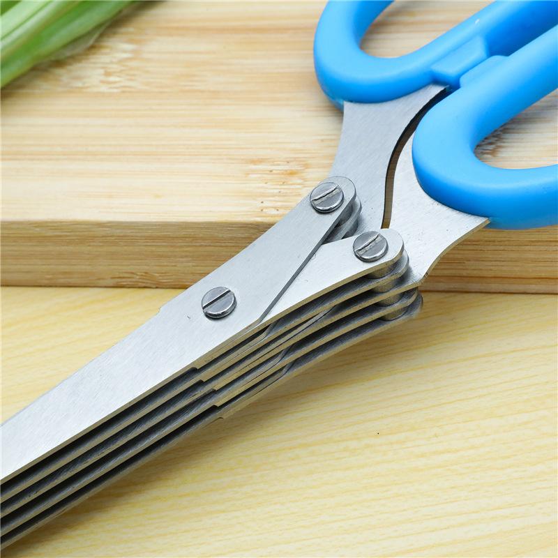 Kitchen Crushing Chopped Green Onion Multi-functional Stainless Steel Five-layer Crushing Scissors