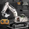 Rechargeable Remote Control Alloy Excavator Backhoe Toy - Large, Multi-functional Engineering Vehicle for Boys