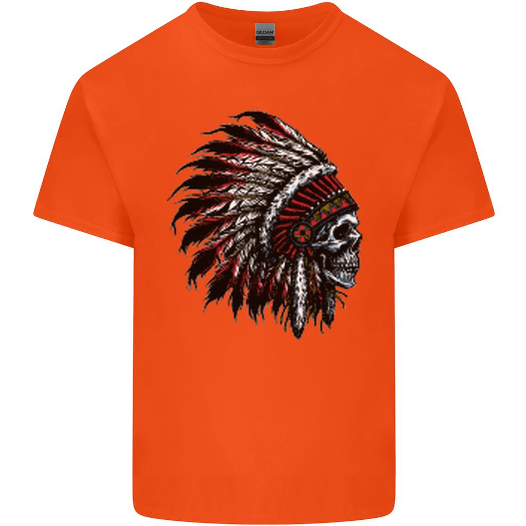 Indian Skull Headdress Biker Motorcycle Unisexs Light Cotton TShirt