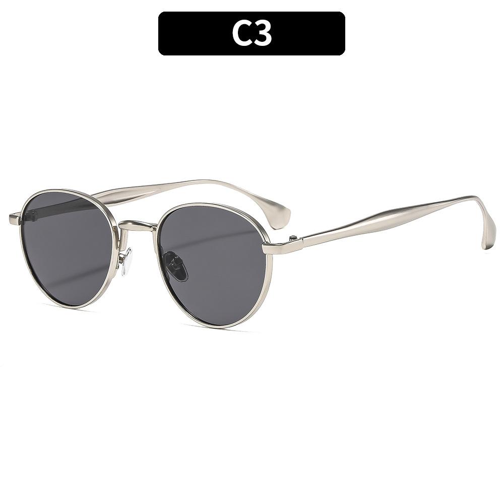 Women's sunglasses, men's and women's retro sunglasses, metal round frame sunglasses.