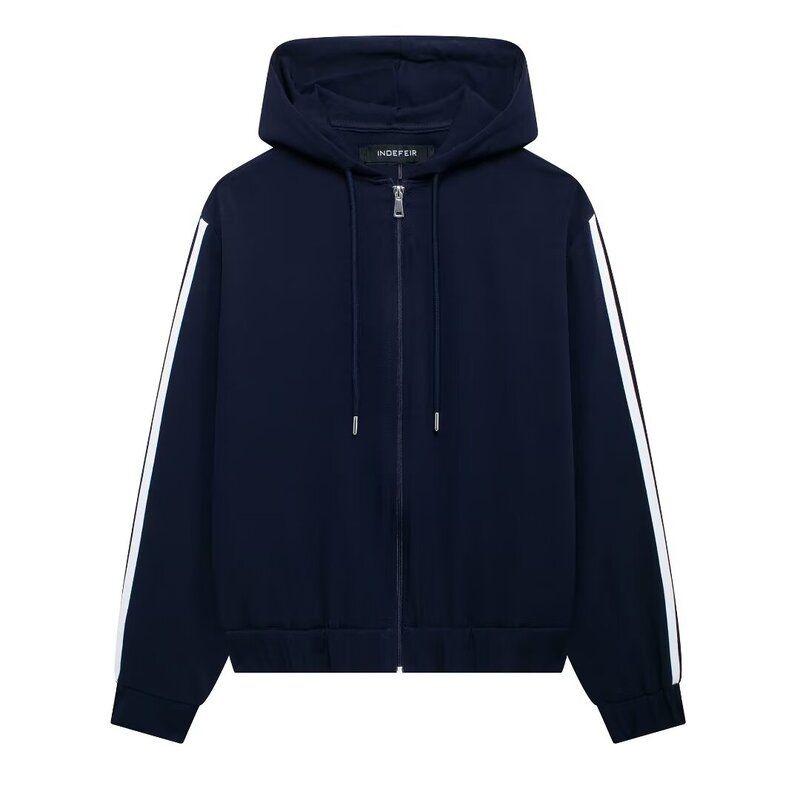 Fashion Wind 2024 Fall and Winter New Women's Clothes Side Stripes Hooded Pilot Jacket Sports Outwear 7484330